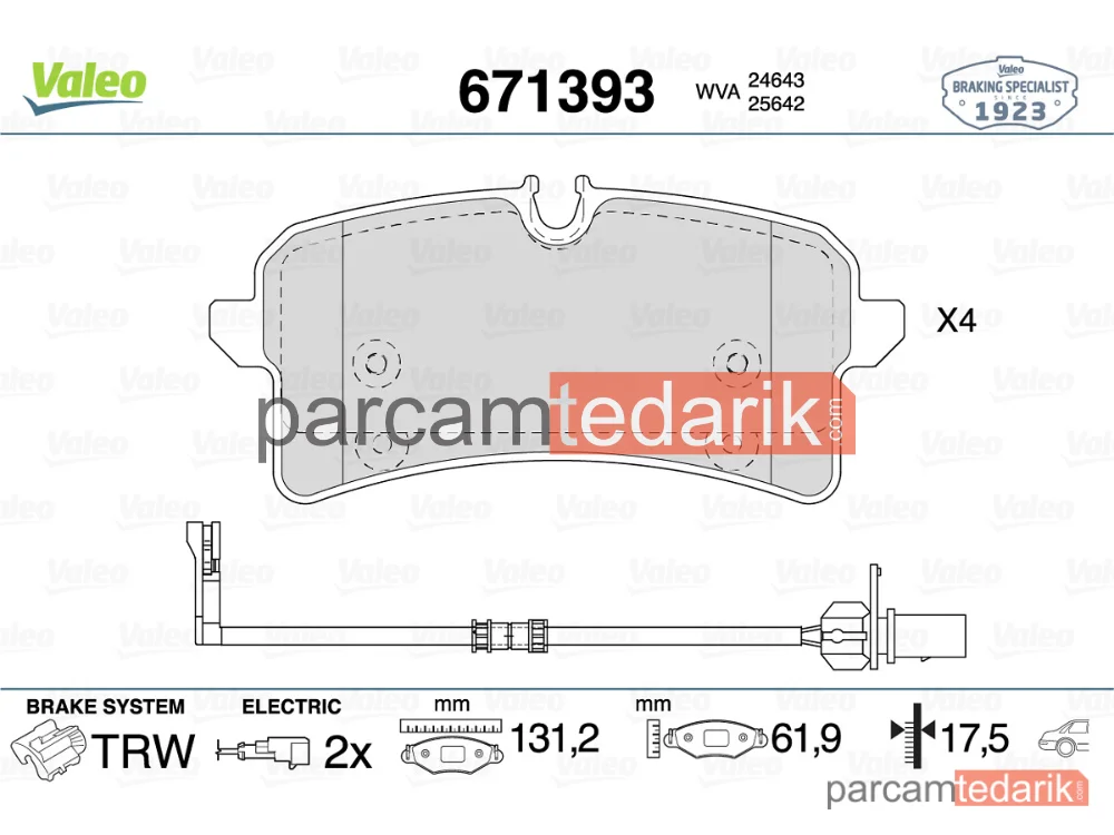 671393 | Fren Balatası (Arka) — Audi A8 D4, Bentley Mulsanne